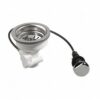 3½ inch Korfplug met waste zonder overloop. Gootsteen korfplug zonder overloop met waste: 3½ inch RVS korfplug met kabel en ronde bedieningsknop in mat chroom