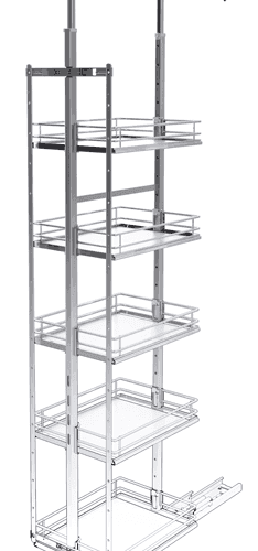 Apotheekbeslag Apotheekbeslag 4 manden 1200-1450 mm: verchroomd uittrekframe met manden boven elkaar