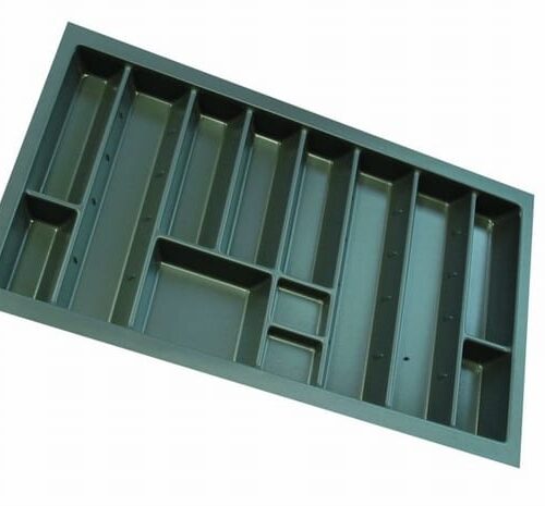 Bestekindelingen Linea. (brxd) 840 mm x 490 mm. Antraciet Bestekindeling Linea 490 mm: kunststof bestekbak in antraciet met lange bestekvakken