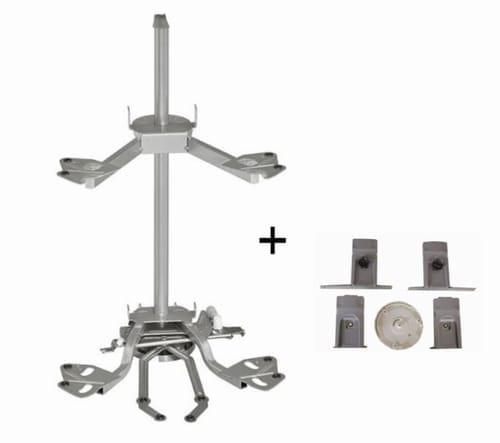 Carrouselkast 90x90 binnenwerk: zilverkleurige middenpaal met plateaudragers plus deurbevestigingsset