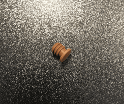 Deurdemper keukenkast 5 mm bruin: bruin kunststof buffertje met geribbelde inboorpen