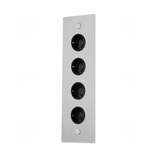Energie-hoekzuil 4ST 320 stopcontact rvs. Energie-hoekzuil 4 stopcontacten: RVS-zuil van 320 mm met vier zwarte contactdozen onder elkaar