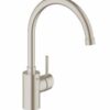 Grohe Concetto 32661 keukenkraan in supersteel met hoge ronde uitloop en hendel aan de zijkant