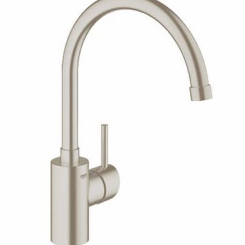 Grohe Concetto 32661 keukenkraan in supersteel met hoge ronde uitloop en hendel aan de zijkant