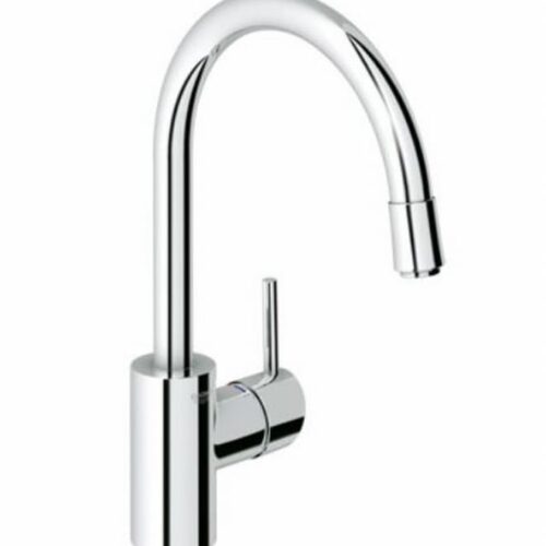 Grohe Concetto 32663 keukenkraan in chroom met hoge ronde uitloop en hendel aan de zijkant