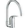 Grohe Euroeco 32752-000 keukenkraan in chroom met hoge ronde uitloop en hendel aan de voorkant