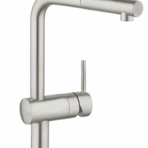 Grohe Minta 32168 keukenkraan in supersteel met L-vormige uitloop en uittrekbaar uitloopdeel