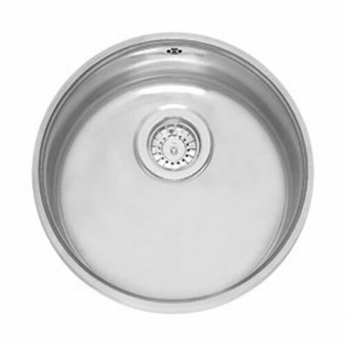 Reginox spoelbak L/R 18390 OKG: ronde RVS-inlegspoelbak met 3½ korfplug in het midden van de kom
