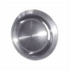 Ventilatierooster rond SUB 120 mm: rond rooster met afdekschijf en brede rand in RVS-look
