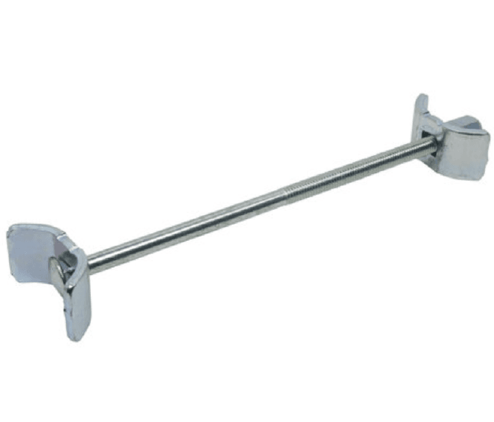 Werkbladverbinder 150 mm: verzinkte draadstang met twee klauwen om bladen aan elkaar te trekken