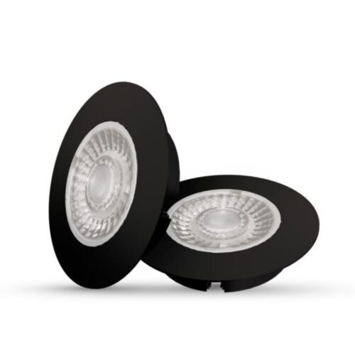 cabiledzwart-setvan2-keukenrepareren.nl Led spot IP44 zwart: twee platte ledspots met lens in zwart