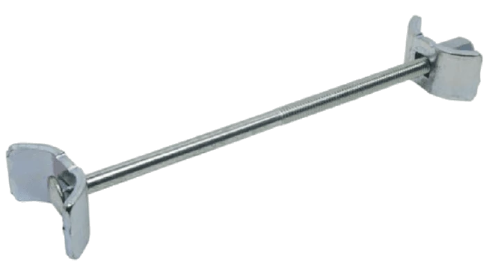 Werkbladverbinder 150 mm: verzinkte draadstang met twee klauwen om bladen aan elkaar te trekken