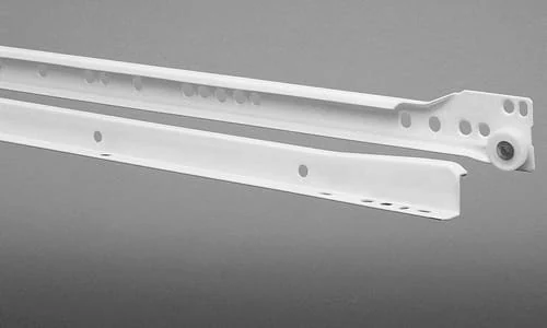 Rolgeleider lade 350 mm: cremewitte rolgeleiders voor links en rechts met kunststof wieltje